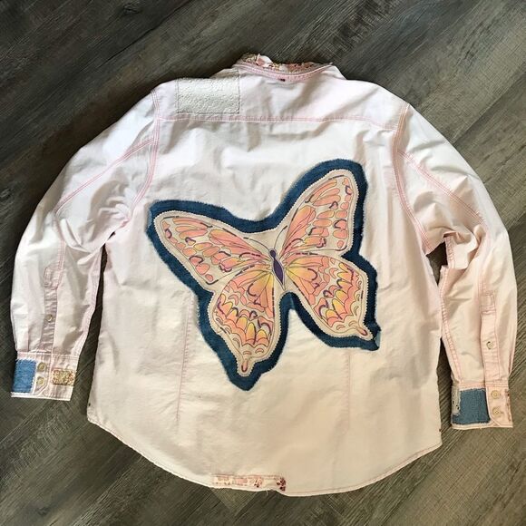 Margaritaville Tops - OOAK Womens Upcycled Margaritaville Button Front Shirt “Mariposa” Sz Large